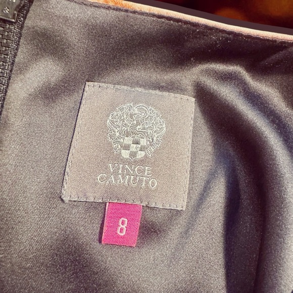 NWOT Vince Camuto Blue & Copper Abstract Watercolor Print Pleated Shift Dress 8 - Picture 2 of 15